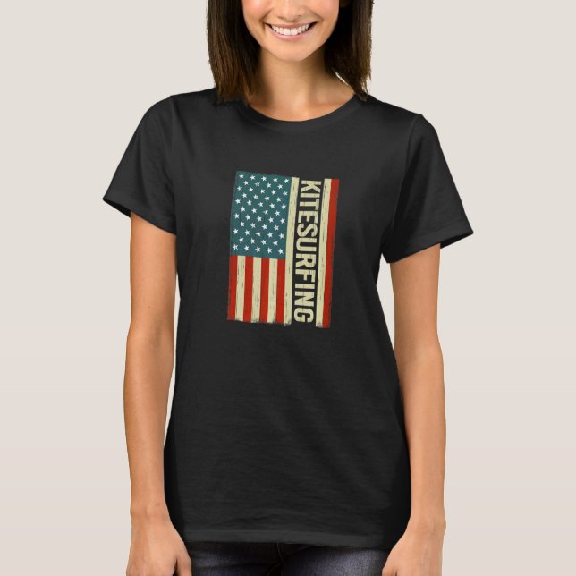 Kitesurfing kiter USA Flag Kiteboarding Kitesurf f T-Shirt (Front)