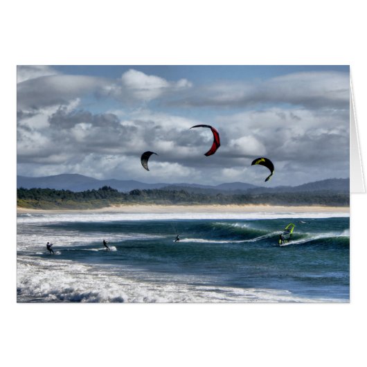 Kitesurfing on beach cards (Front Horizontal)
