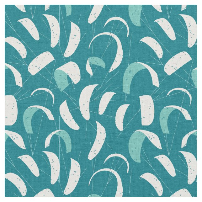 Kitesurfing Pattern Cool Blue White Fabric (Close Up)