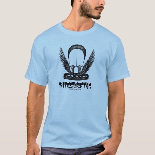 Kitesurfing pen ink drawing art t_shirt