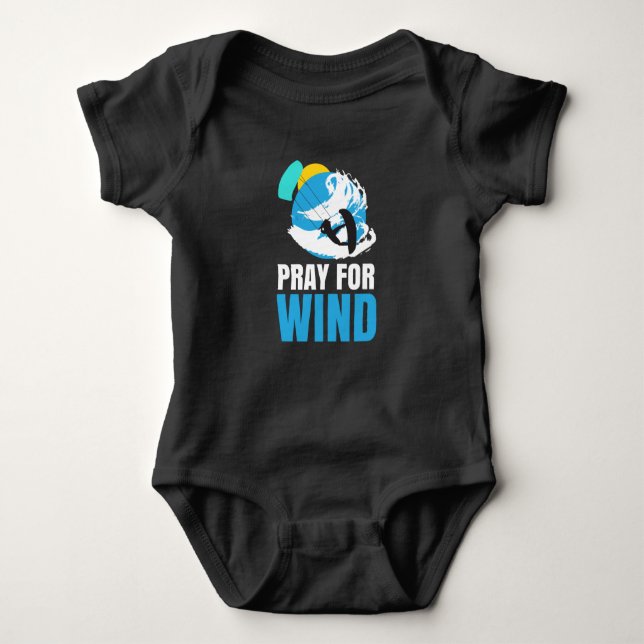 Kitesurfing Pray For Wind Kitesurfer Baby Bodysuit (Front)