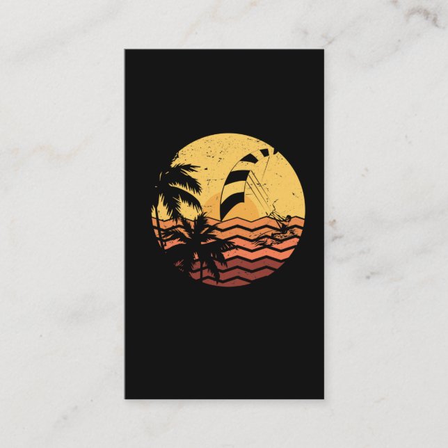 Kitesurfing Retro Kiteboarding Wave Surfer Business Card (Front)