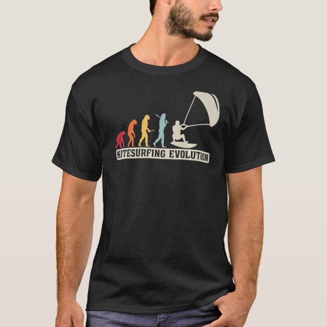 Kitesurfing  Retro Vintage Kitesurfer Evolution T-Shirt (Front)