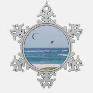 Kitesurfing Snowflake Pewter Christmas Ornament