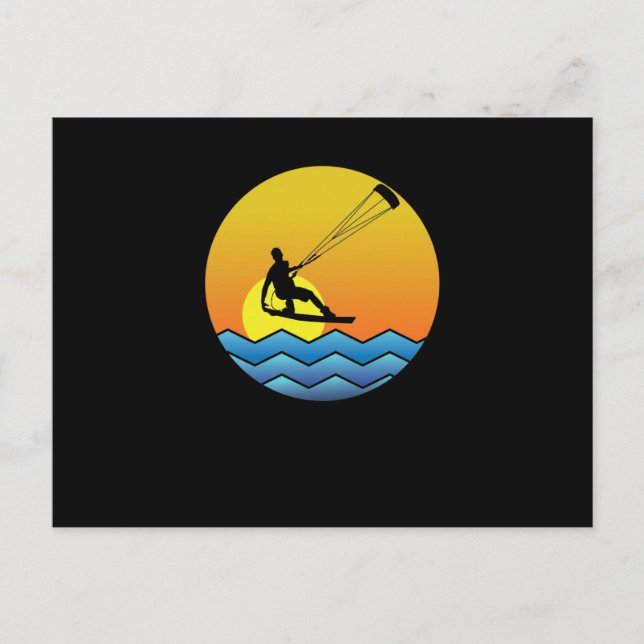 Kitesurfing Sonnenuntergang Postcard (Front)