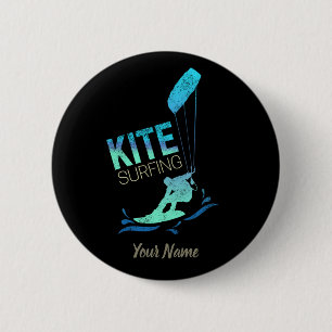 Kitesurfing Vintage Kiteboarder Kite Surfing Button