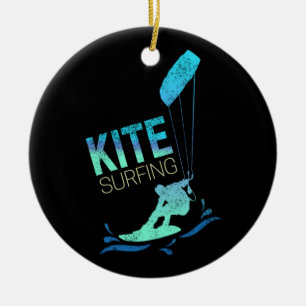 Kitesurfing Vintage Kiteboarder Kite Surfing Ceramic Ornament
