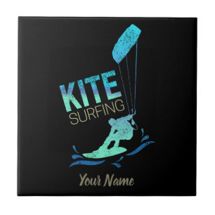 Kitesurfing Vintage Kiteboarder Kite Surfing Ceramic Tile