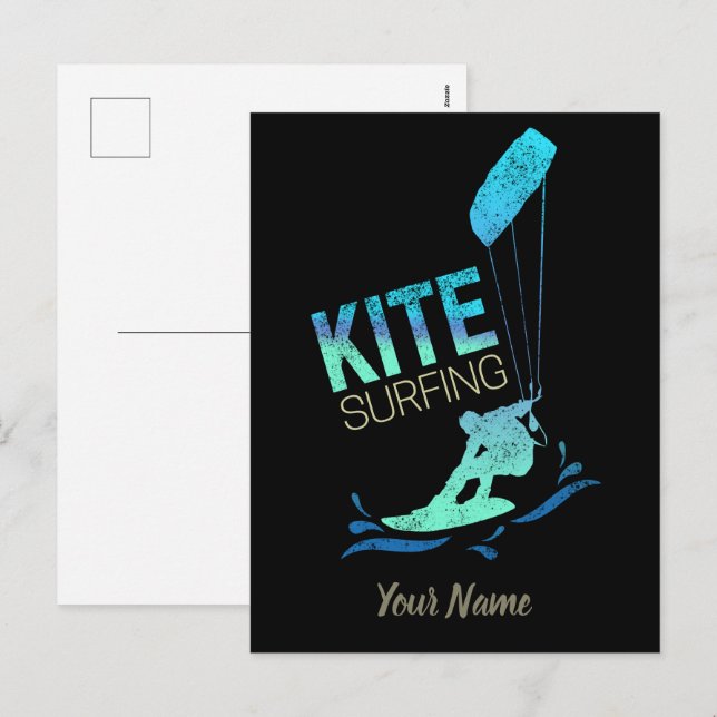 Kitesurfing Vintage Kiteboarder Kite Surfing Holiday Postcard (Front/Back)
