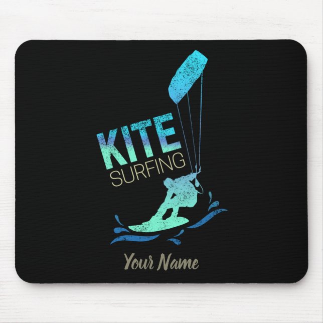 Kitesurfing Vintage Kiteboarder Kite Surfing Mouse Pad (Front)
