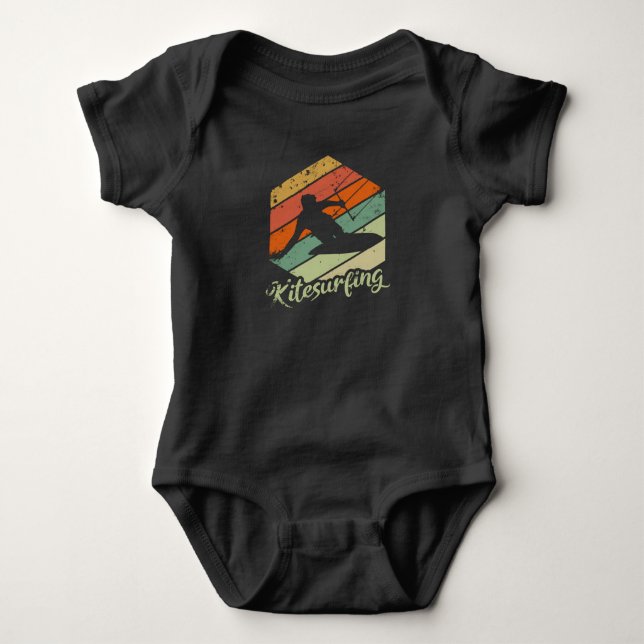Kitesurfing Vintage Retro Kite Sunset Gift Baby Bodysuit (Front)