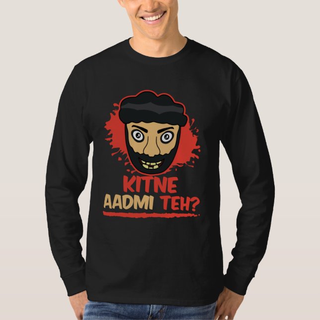 Kitne Aadmi Teh Desi Bollywood Sarcastic  Hindi Pu T-Shirt (Front)