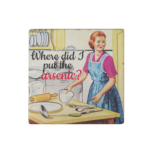 Kitsch 1950's Vintage Murderous Housewife Stone Magnet