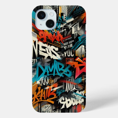 Kitsch 90s Graffiti Tags Spray iPhone 15 Plus Case