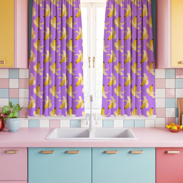 Kitsch Bananas On Purple Kitchen Curtains (Creator Uploaded)