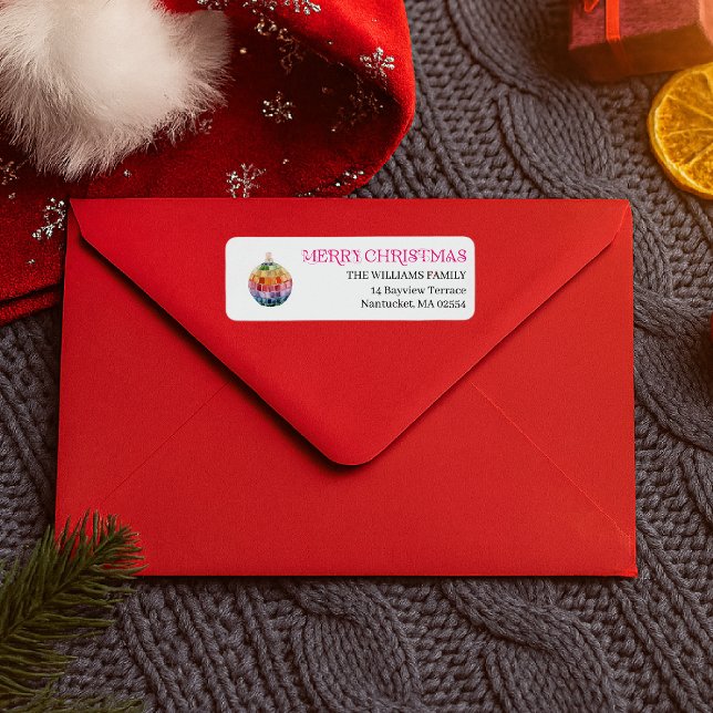 Kitsch Christmas Disco Ball | Retro Holiday Label (Creator Uploaded)