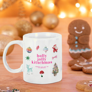 Kitsch Christmas Retro Holly Jolly Holiday Coffee Mug