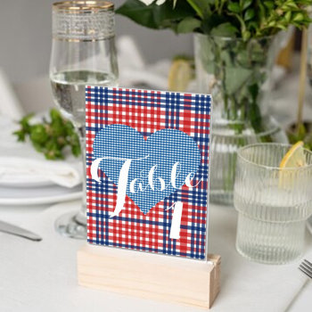 Kitsch Country Red White Blue Barbecue Party Table Number by Ohhhhilovethat at Zazzle