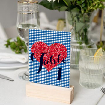 Kitsch Gingham Country Wedding Barbecue  Table Number by Ohhhhilovethat at Zazzle
