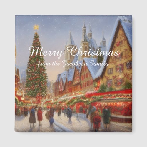 Kitsch Nostalgic German Christmas Market Greetings Magnet