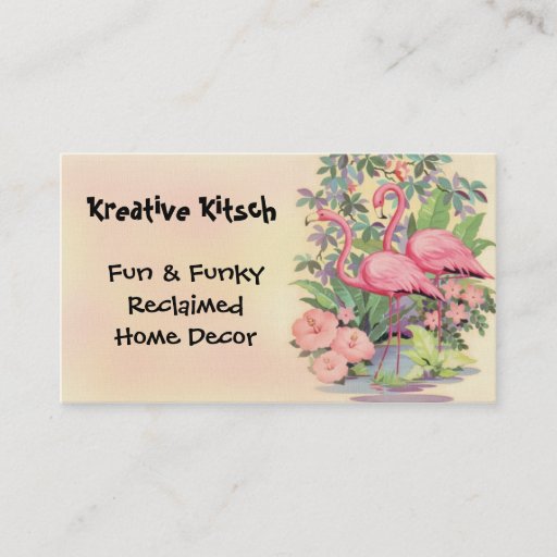 Customizable Kitsch Pink Flamingo Vintage Business Card