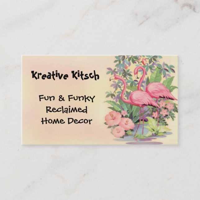 Kitsch Pink Flamingo Vintage Business Card (Front)