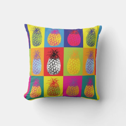 Kitsch Retro Pineapple Pop Art Bold Fruit Pattern Throw Pillow