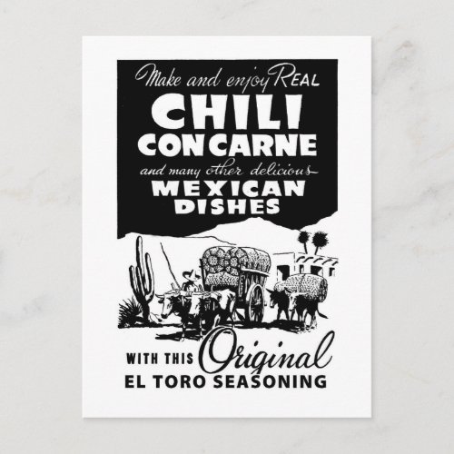 Kitsch Vintage Ad Chili Con Carne Spice Postcard