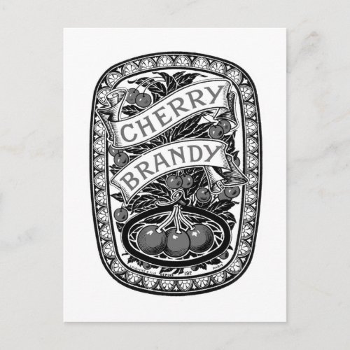 Kitsch Vintage Alcohol Cherry Brandy Label Postcard