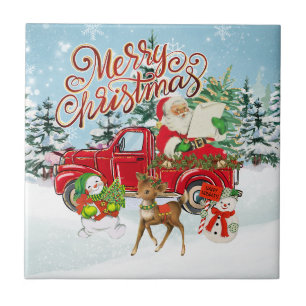 Kitsch Vintage Christmas Ceramic Tile