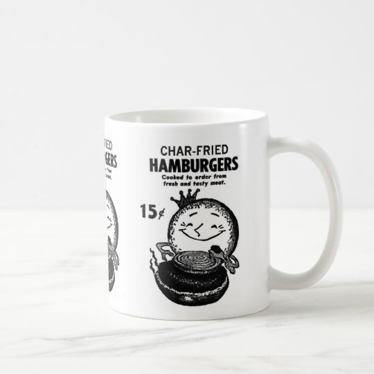 Kitsch Vintage Hamburgers 'Char-Fried' Coffee Mug