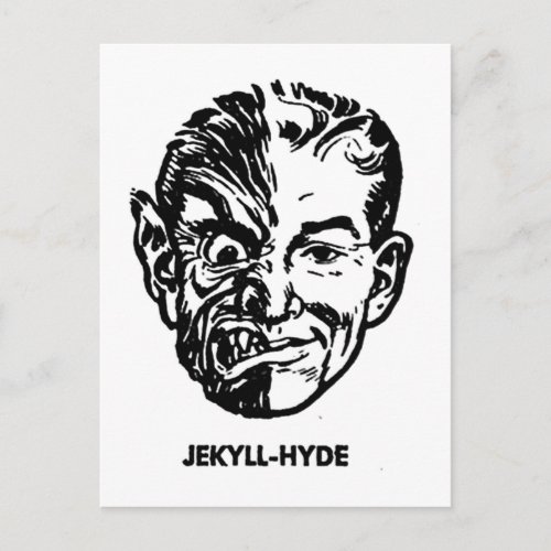 Kitsch Vintage Monster Dr Jekyll  Mr Hyde Postcard