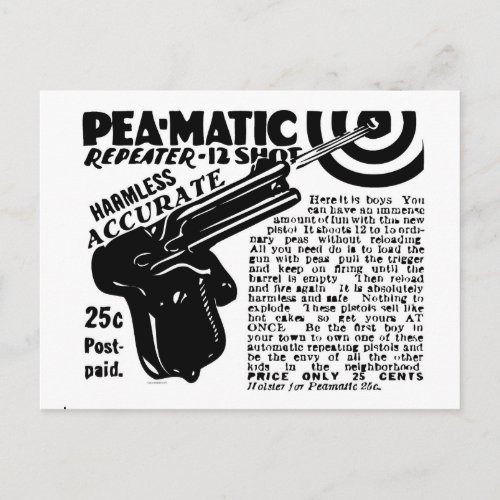 Kitsch Vintage Peamatic Pea Shooter Toy Postcard