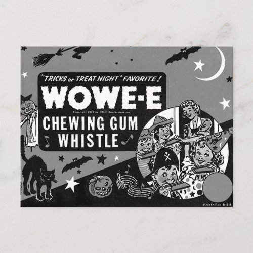 Kitsch Vintage Wowee Wax Gum Halloween Postcard