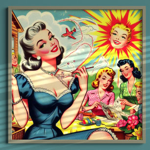 Kitsch Weird Retro Girls Poster