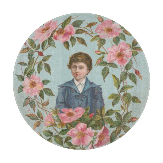 Kitschy Antique German Valentine's Card, 1884 Cutting Board (Front)