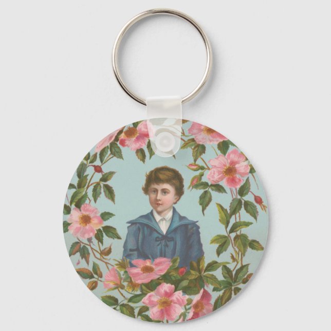Kitschy Antique German Valentine's Card, 1884 Keychain (Front)