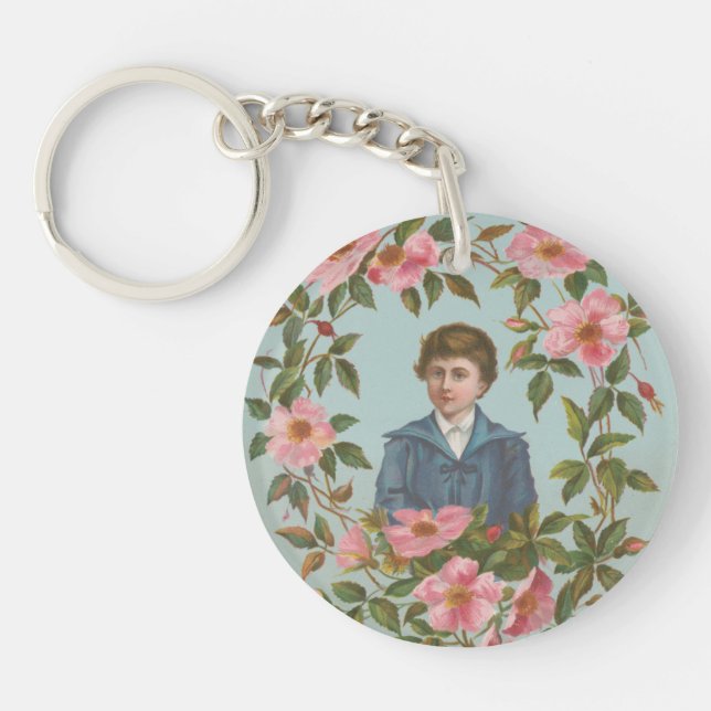Kitschy Antique German Valentine's Card, 1884 Keychain (Front)
