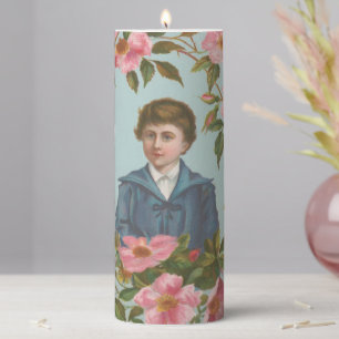 Kitschy Antique German Valentine's Card, 1884 Pillar Candle