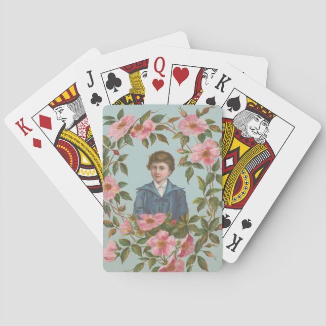 Kitschy Antique German Valentine's Card, 1884 Poker Cards (Back)