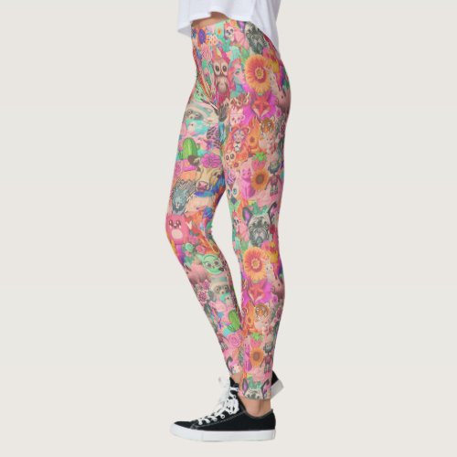 Kitschy Collage Art Leggings