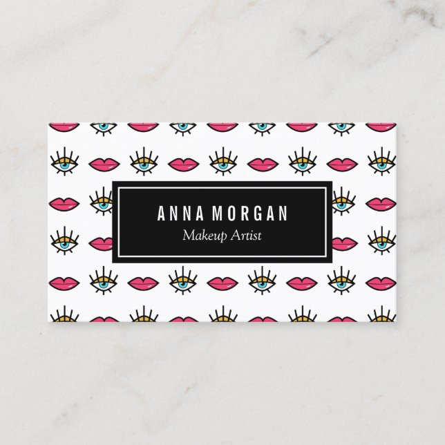 Kitschy Eyes & Lips Makeup Artist Business Card (Front)