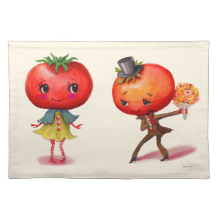Kitschy Kitchen Cute Tomato Couple Placemat
