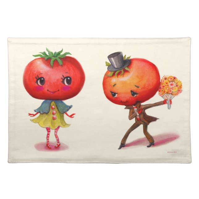 Kitschy Kitchen Cute Tomato Couple Placemat (Front)