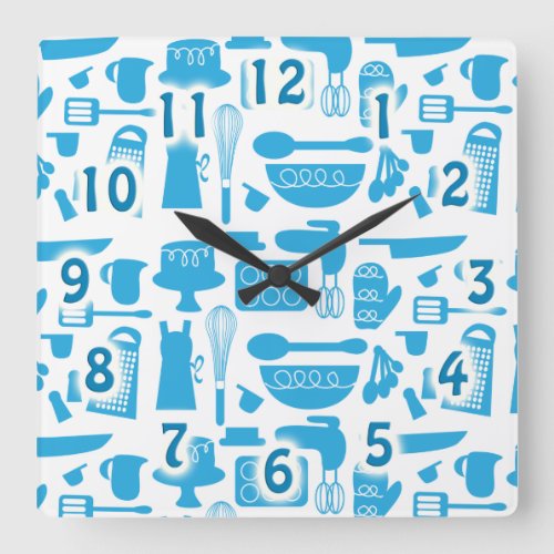 Kitschy Kitchenware Too Square Wall Clock