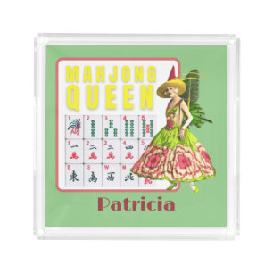 Kitschy Mahjong Queen Personalized Acrylic Tray