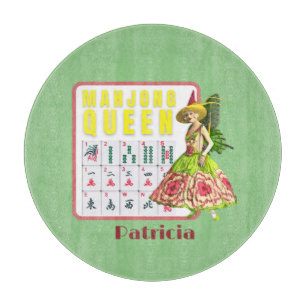 Kitschy Mahjong Queen Personalized Cutting Board