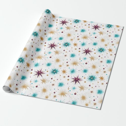 Kitschy Mid Century Wrapping Paper Starbursts 