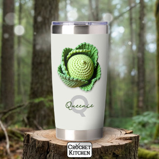 Kitschy Modern Granny Garden Crochet Cabbage Name Insulated Tumbler