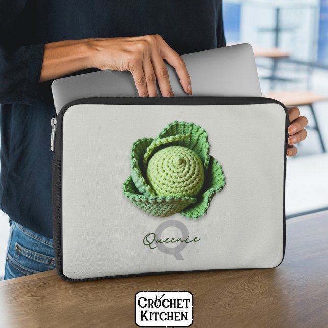 Kitschy Modern Granny Garden Crochet Cabbage Name  Laptop Sleeve (Creator Uploaded)